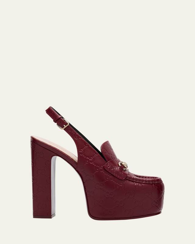 Ottavia GG-Embossed Platform Loafer Pumps